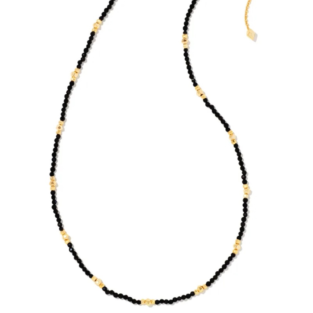 Kendra Scott Britt Black and Gold Beaded Necklace and Earrings